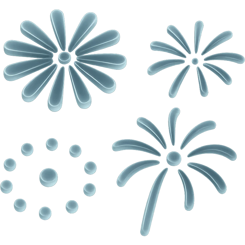 matte glass style fireworks with soft glow and transparency emoji