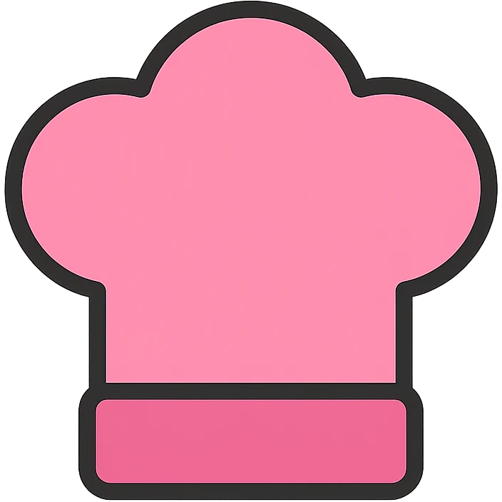 pink chef hat, minimal, modern design emoji