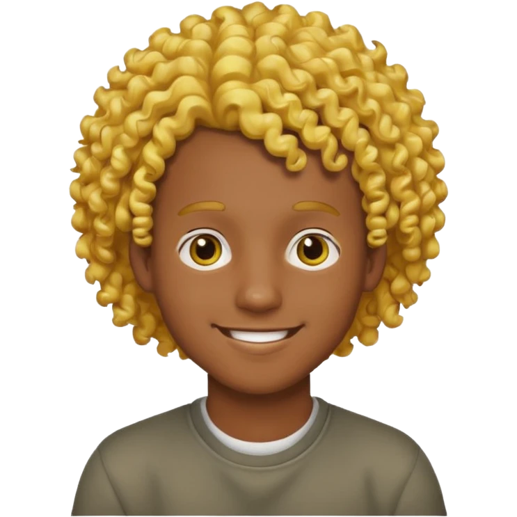 Young, male, dark skin, yellow curly hair emoji