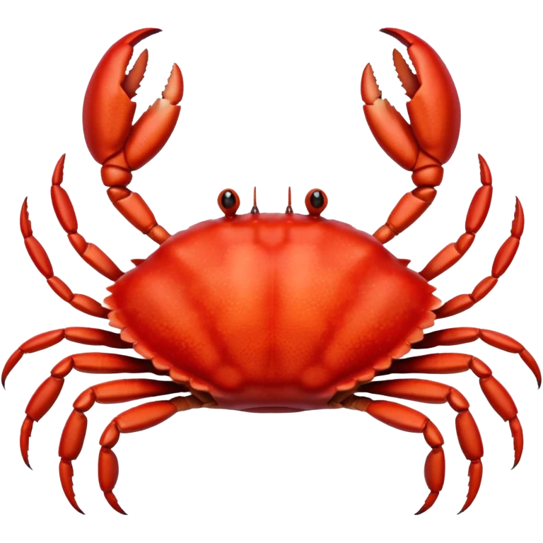 A high-resolution digital illustration of a crab, semi-realistic style. The crab is shown head on emoji