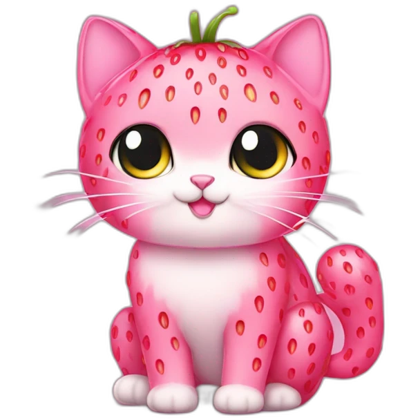 pink strawberry cat sparkles cute emoji