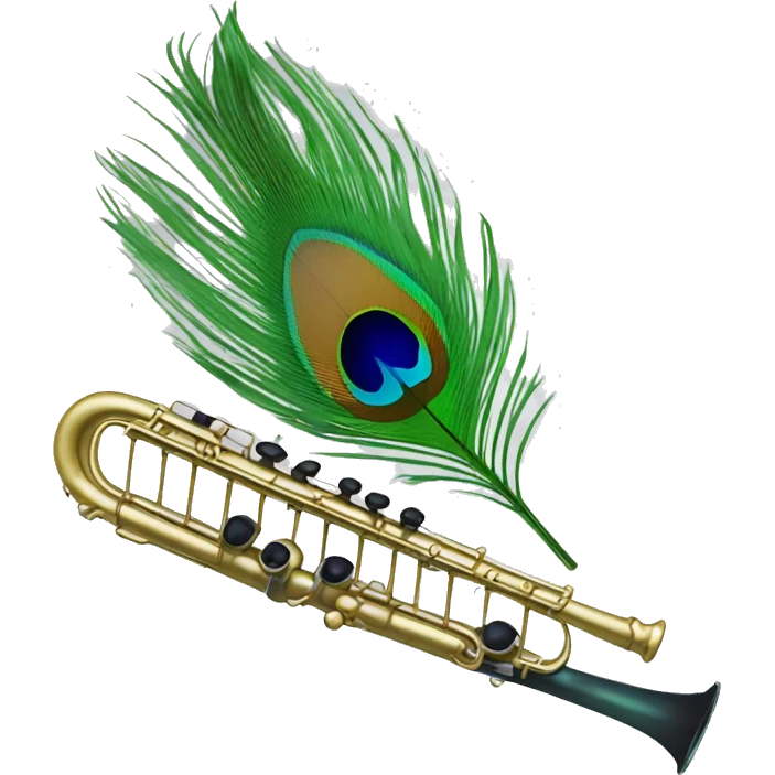 Peacock feather attached to flute emoji