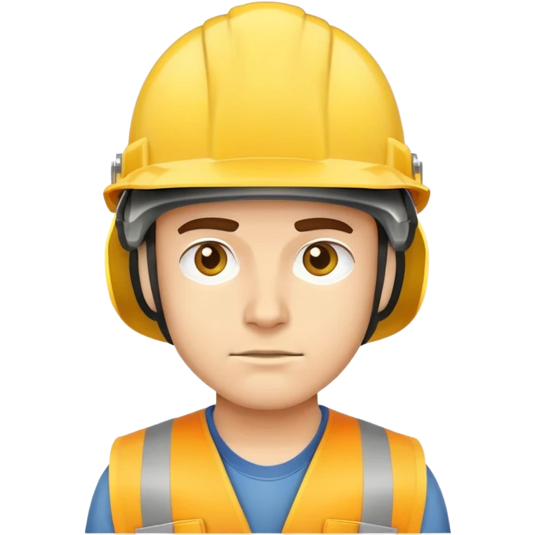 photorealistic serious worker in yellow helmet emoji
