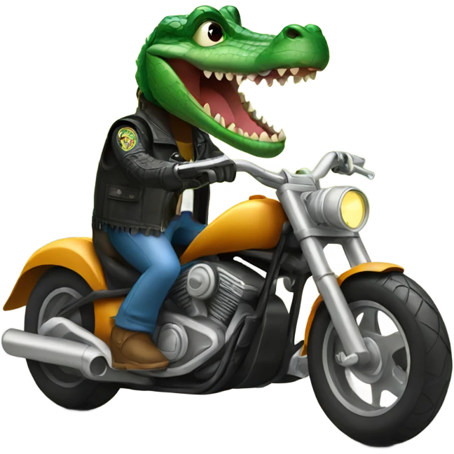 Alligator riding a motorcycle  emoji