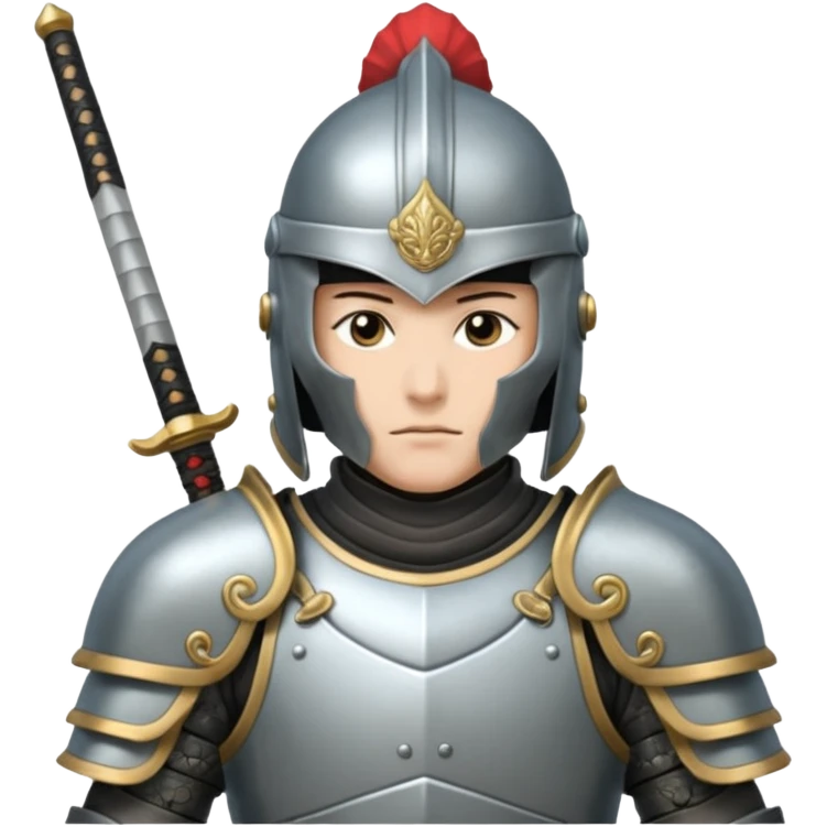 Armored noble with katana at side, kabuto helmet, stern posture. emoji