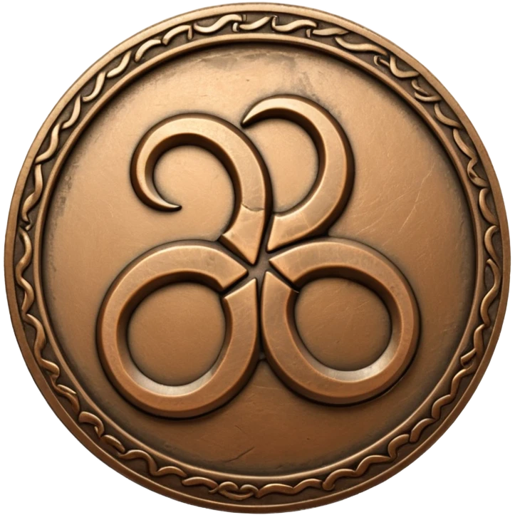 A mora coin with a triskelion on it  emoji