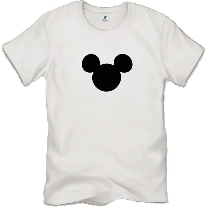 white t-shirt with Mickey head in hand drawn style  emoji