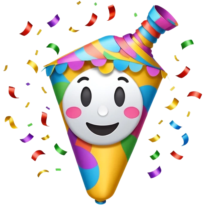 Party popper with confetti and a big smile emoji
