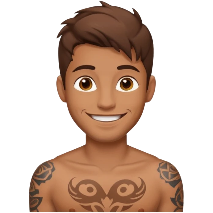 brown haired tattooed guy showing big dick emoji