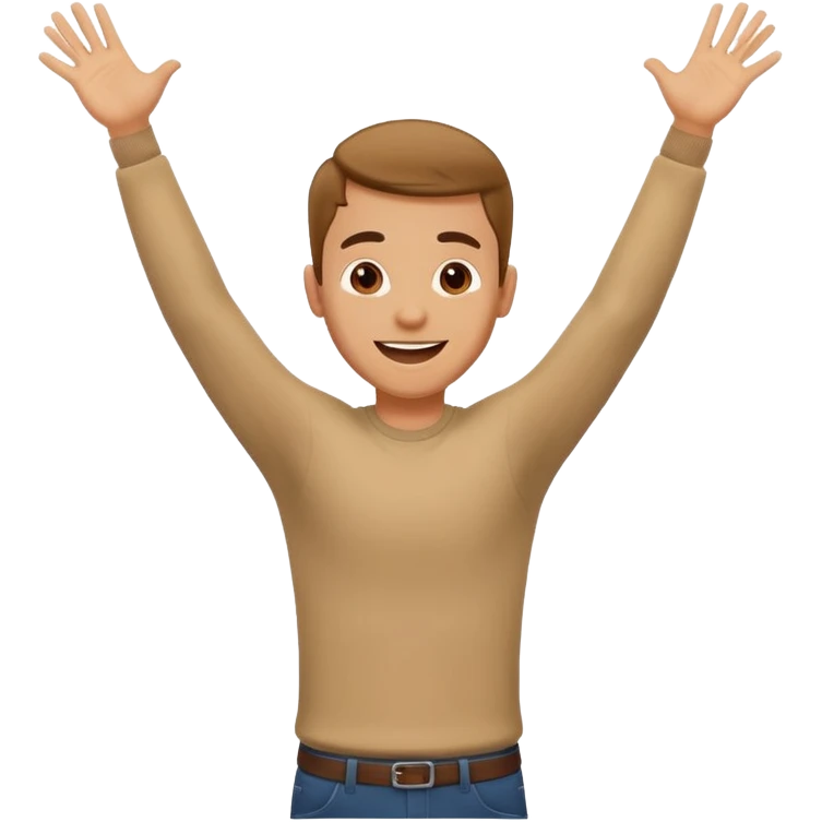 Guy happy and jumping in air with hands up emoji