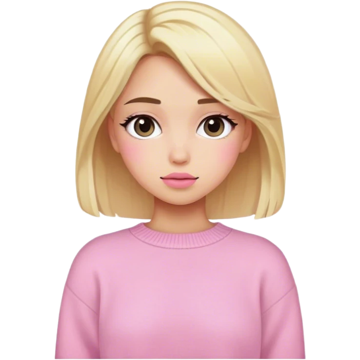 Aesthetic girl with pink sweater blonde  emoji