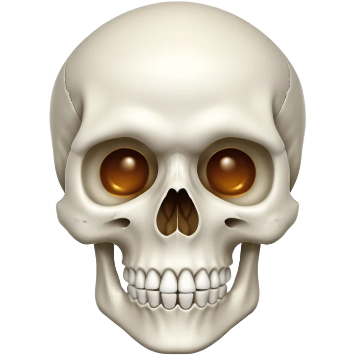 white skull, clean and smooth, detailed features like eye sockets, nasal cavity, and teeth emoji