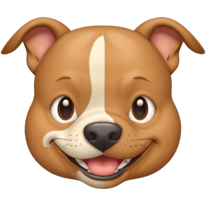 light brown pocket bully facing forwards, head and shoulders. smiling emoji