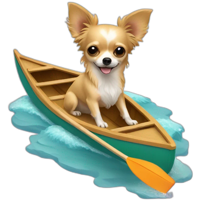 Long hair sand chihuahua in a canoe emoji