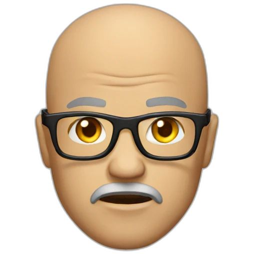 Angry bald man glasses, black leather jacket emoji