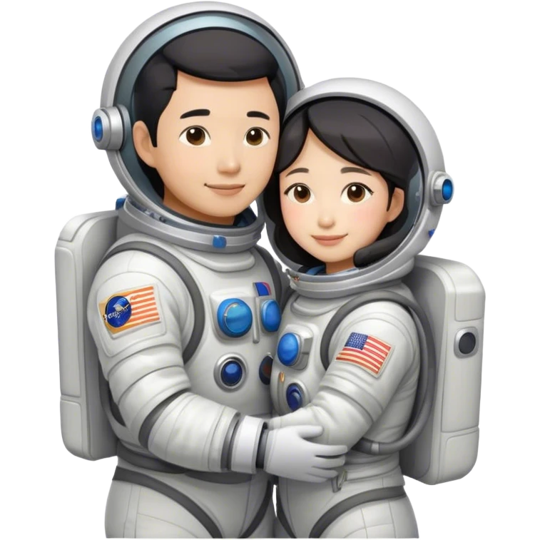 Asian astronaut couple cuddling emoji