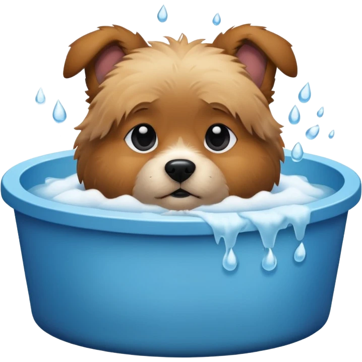 ice bath with a dog in id from wood round emoji