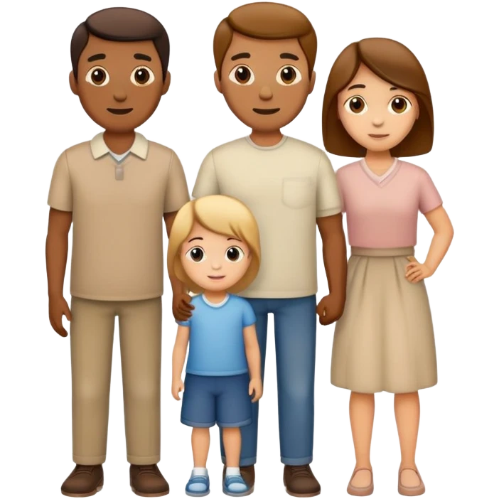 family with one mother, one father, two boys and one girl standing together emoji