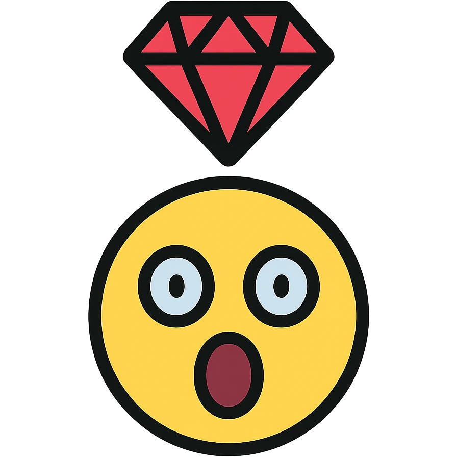 surprised face with a ruby above the head emoji
