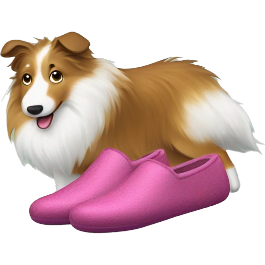 Shetland sheepdog stealing slippers emoji