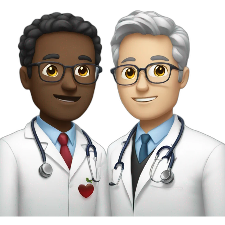 Two white doctors in love emoji