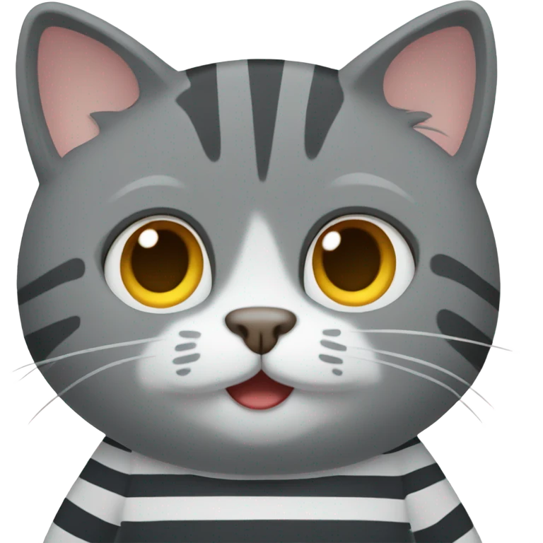 Gray cat in stripe t shirt emoji