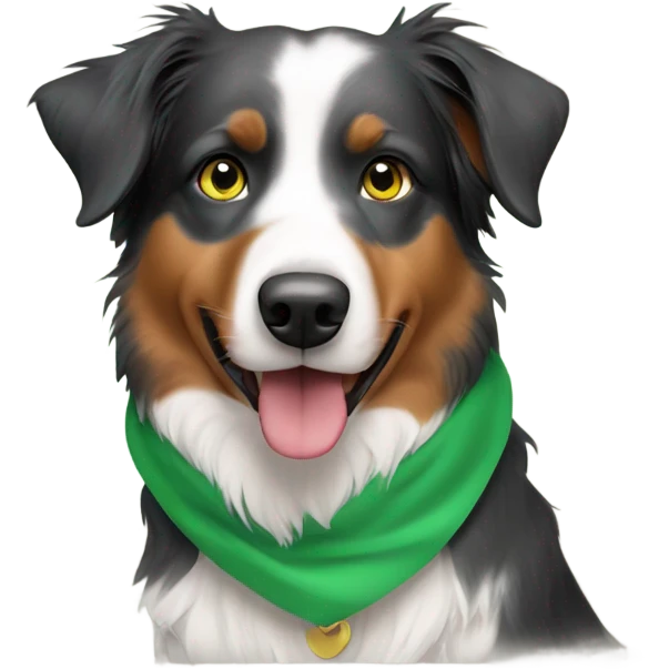 Australian shepherd with green collar emoji