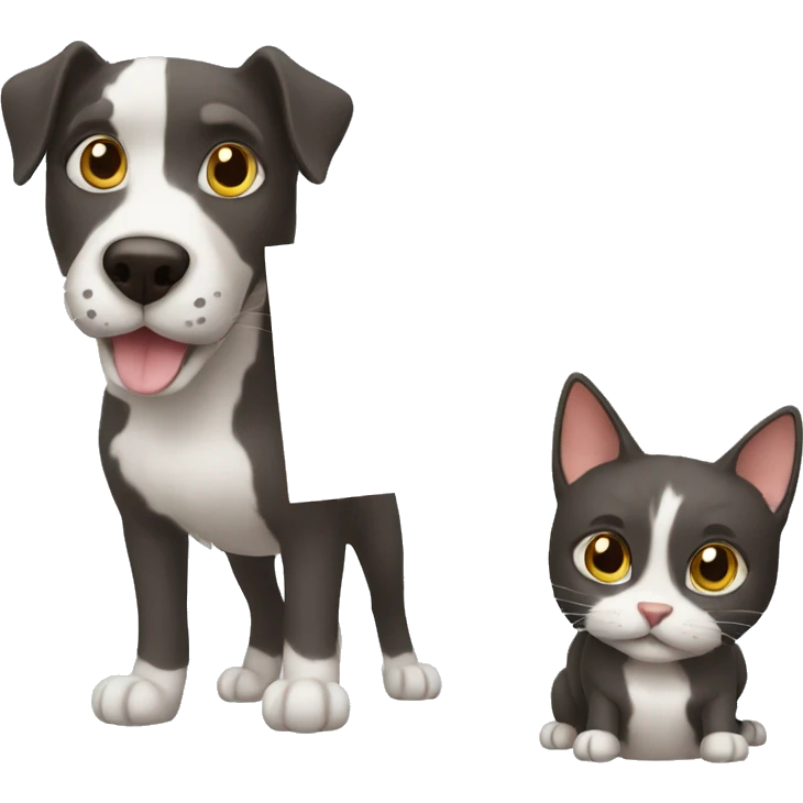 Cat and dog holding a sign emoji