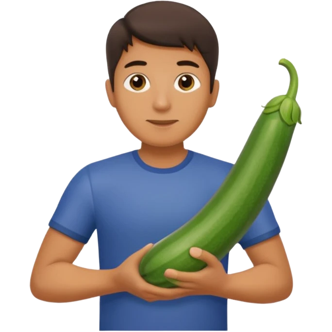 man. carrying a zucchini emoji