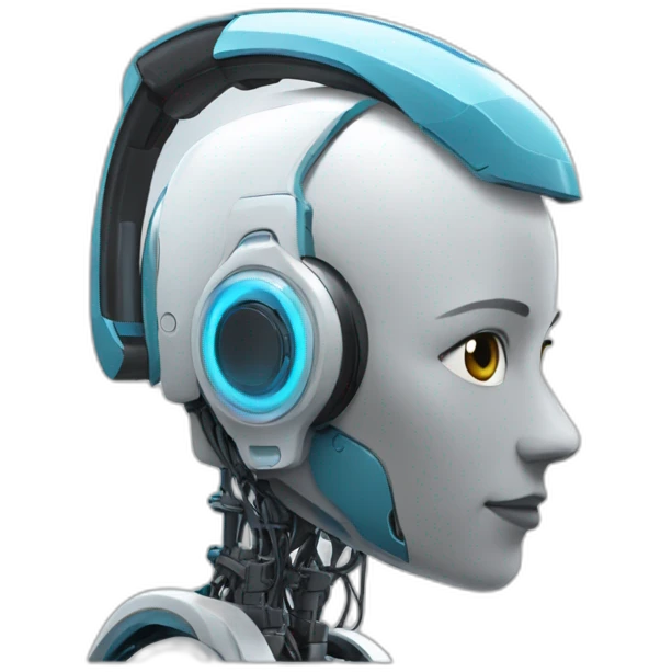 Side profile of a Robot wearing a Bluetooth hands free headset emoji