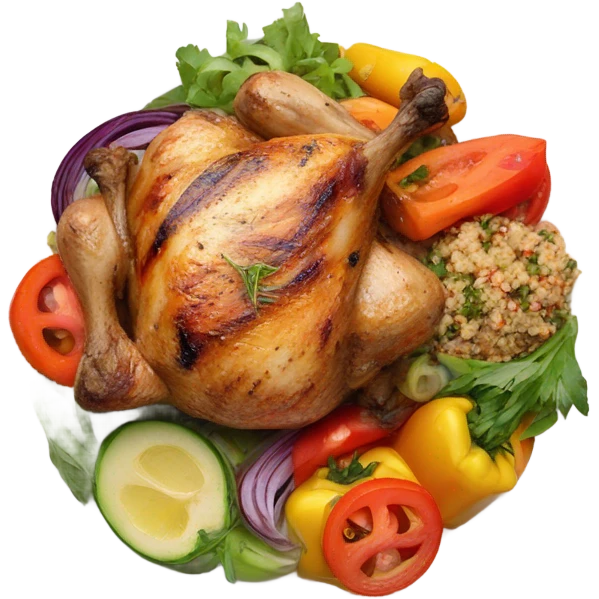 round white plate with healthy food emoji