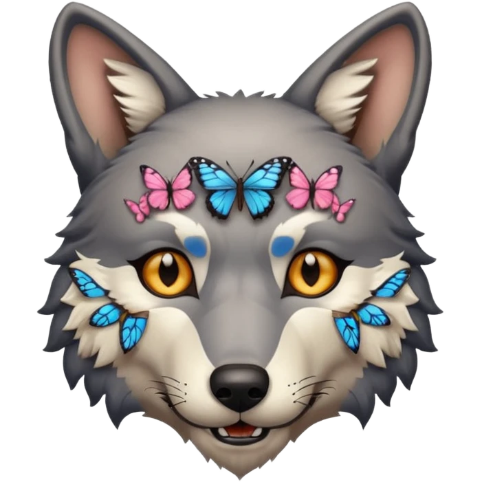 Lobo con cara de mariposa emoji
