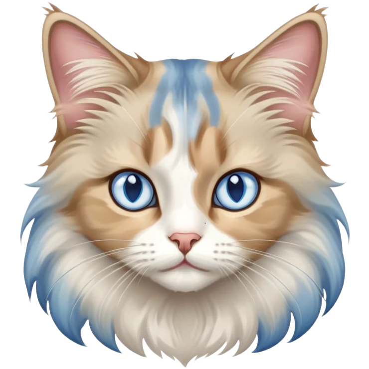 Long haired dilute calico with blue eyes emoji