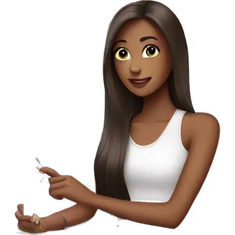 Brunette Girl getting a manicure at nail salon emoji