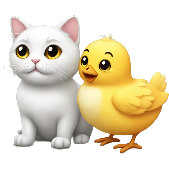 Cat and chick emoji
