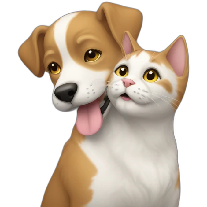 cat kissing dog in the moonlight emoji