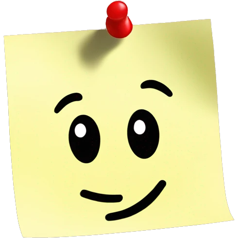 happy sticky notes on corkboard, red pins emoji