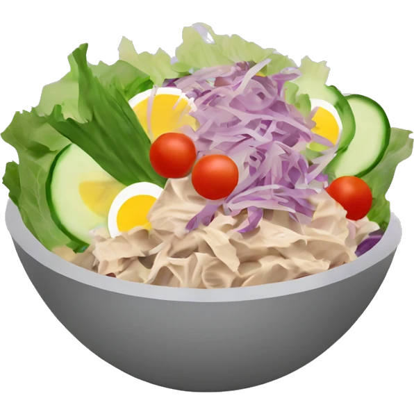 Tuna salad with cabbage purple carrot cucumber  Tomatoes mustard  emoji