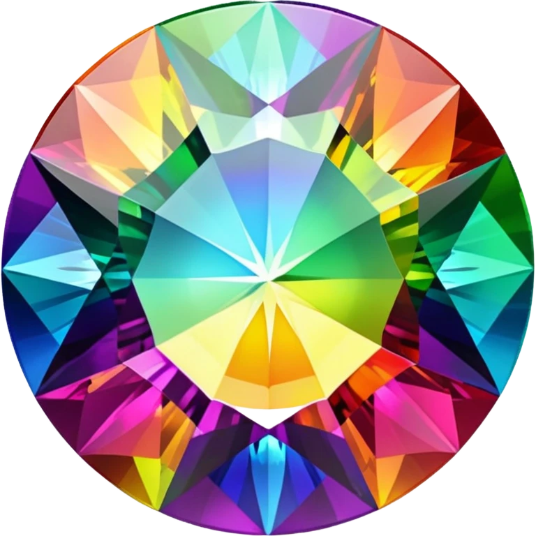 round cut rainbow gemstone with all colors of the spectrum shining through emoji