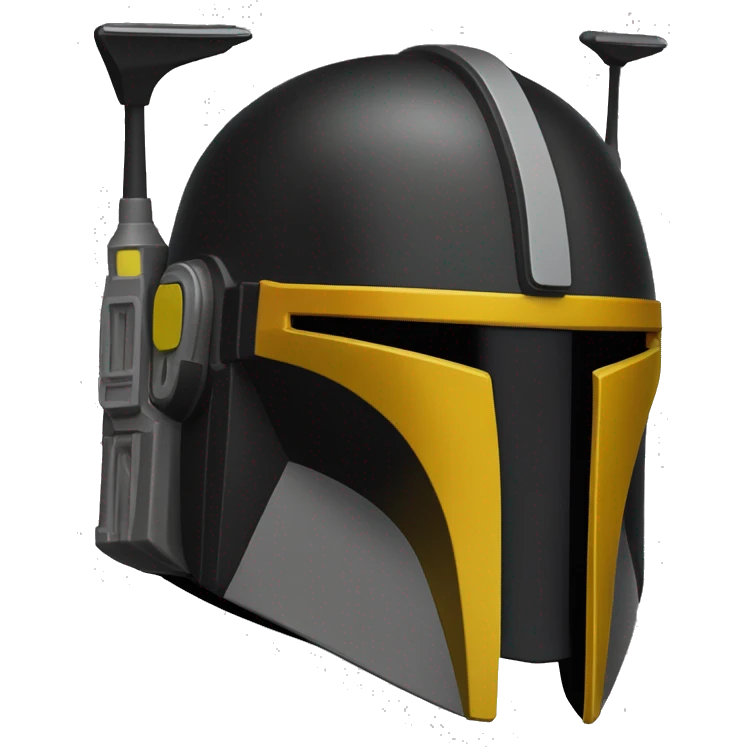 Mandalorian helmet black and yellow with antenna emoji