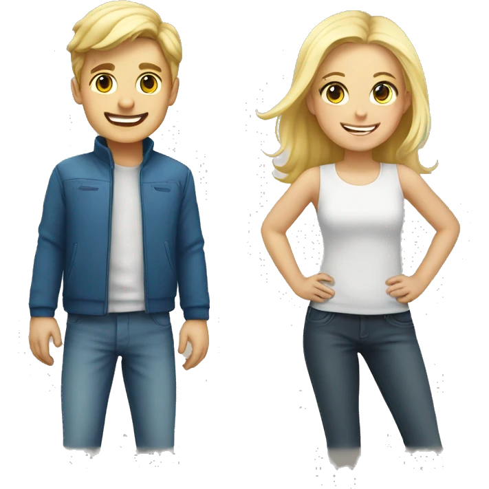 smiling boy and blonde girl  emoji