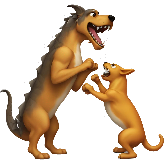 A dog fighting a dragon emoji