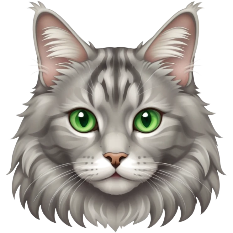 silver tabby maine coon cat with green eyes emoji