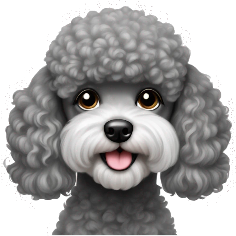 gray cute face poodle realistic super cute emoji