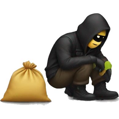thief hiding bag in the ground emoji