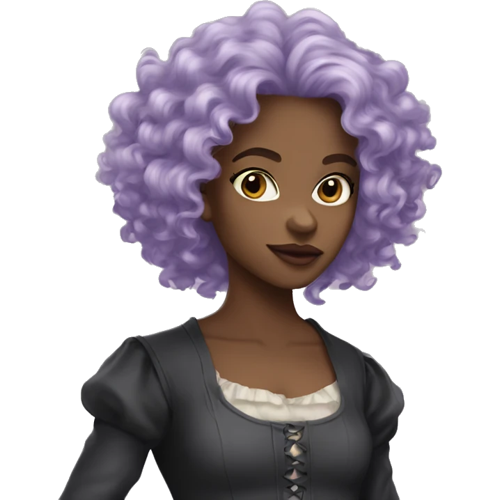 Three musketeers dark black women lilac curly hair emoji