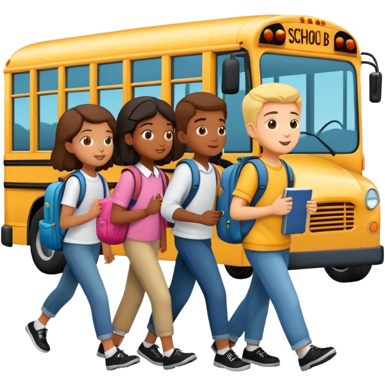Students Boarding a School Bus emoji