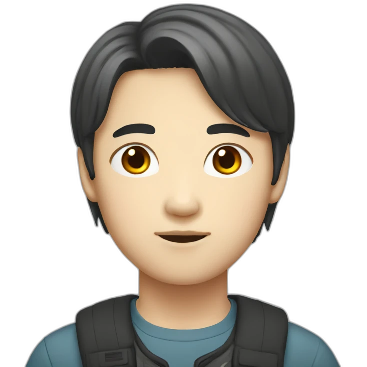 korean young male with middle part hair emoji
