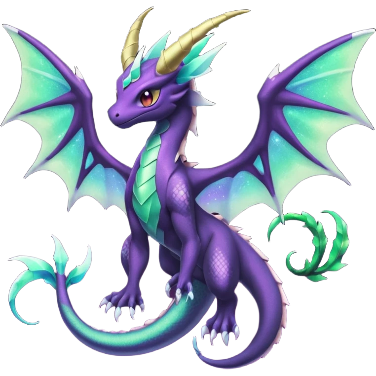 Void-Black Star-Dusted Night-Shimmered Cosmic-Winged Draconic Noivern-Rayquaza-Lunala creature (full body) emoji
