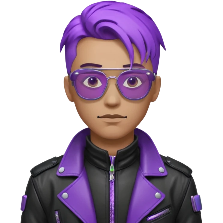 Cyberpunk man head 3d puruple glasses emoji